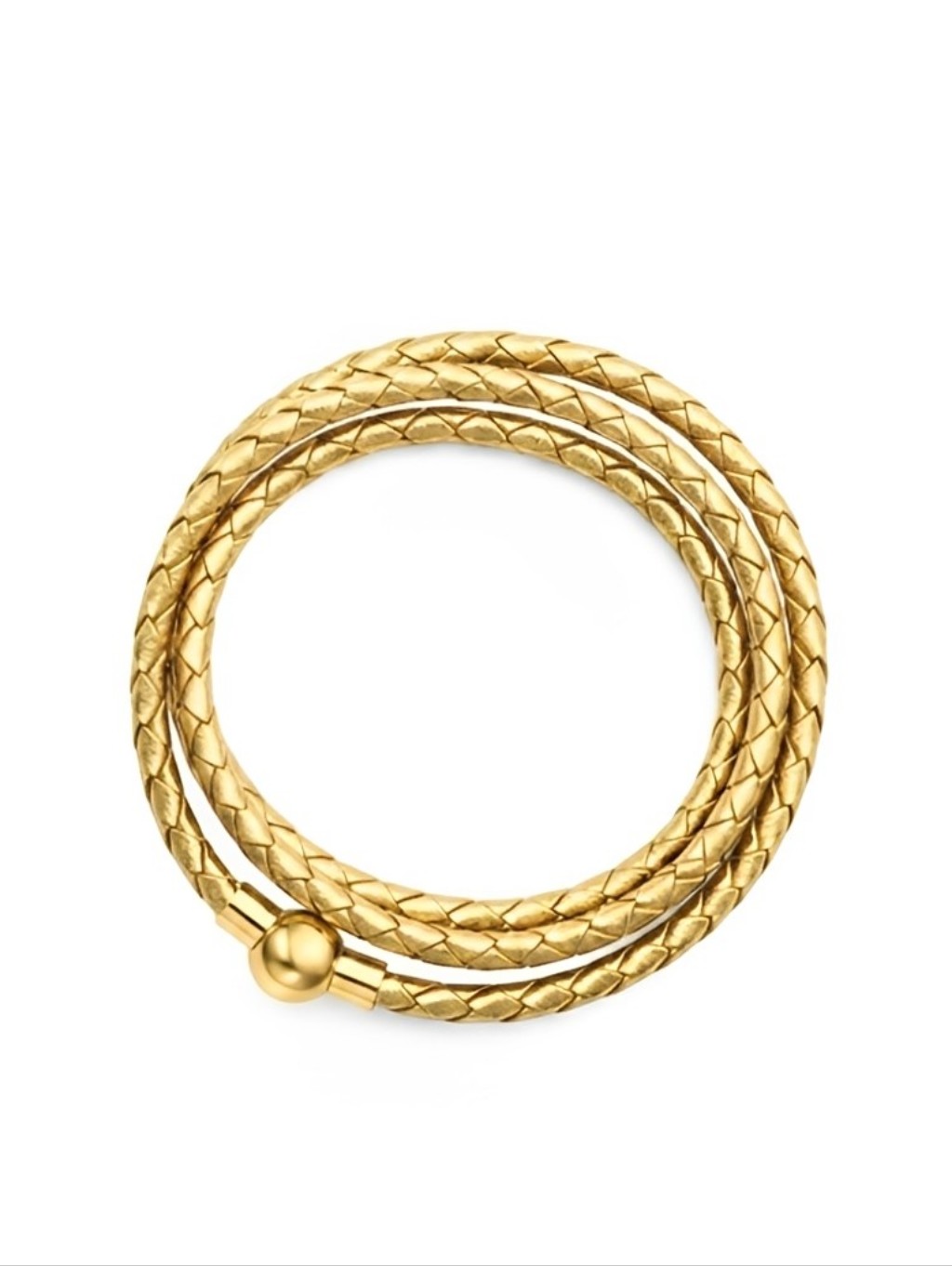 Linx Triple Wrap Gold Leather Braided Cord Bracelet With Gold Magnetic Clasp
